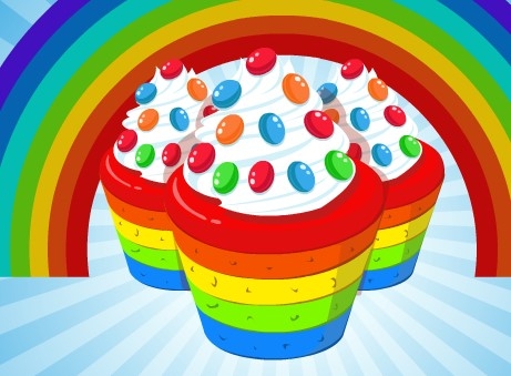 Игра Готовим Еду: Кексы Радуга